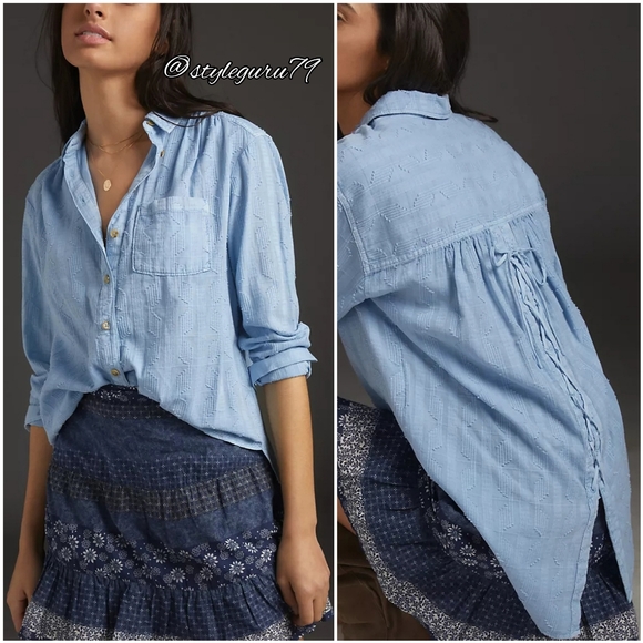 Anthropologie Tops - NWT, Anthropologie, The Theresa Lace-Up Buttondown